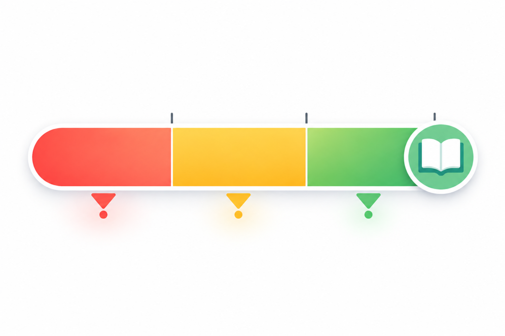 Flesch Reading Ease score chart showing content readability levels from difficult to easy