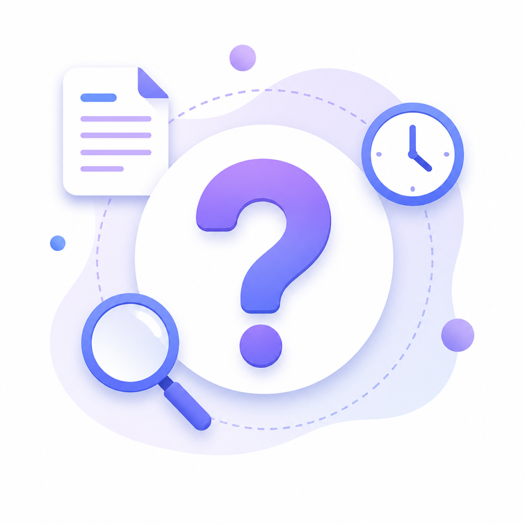 Word counter frequently asked questions illustration with writing tips and document icons