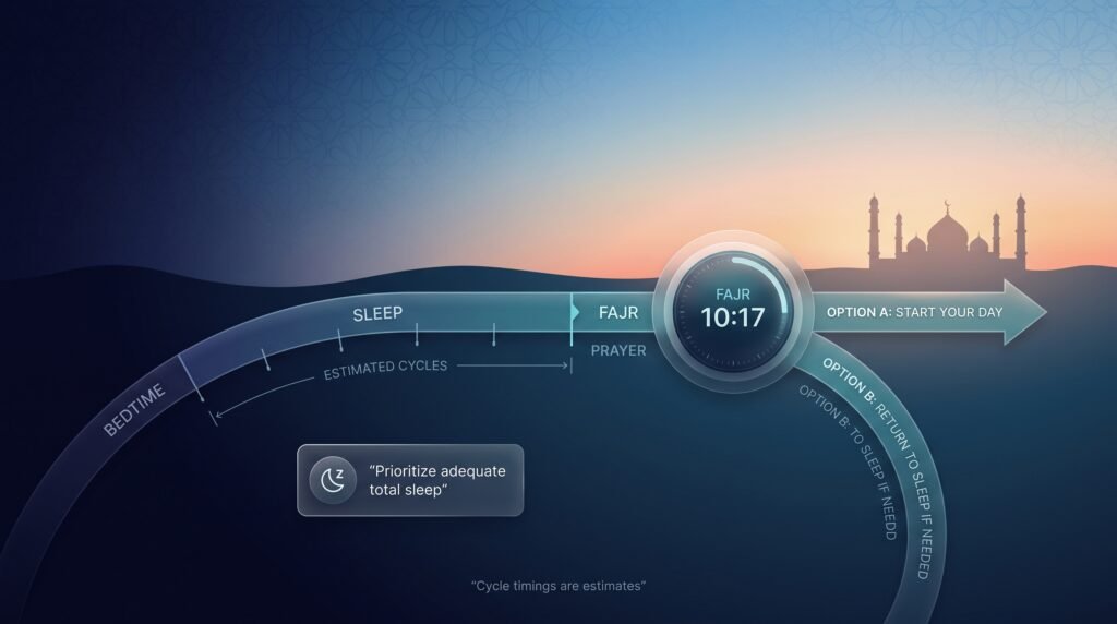 Fajr Sleep Planner for calculating bedtime and sleep around dawn prayer