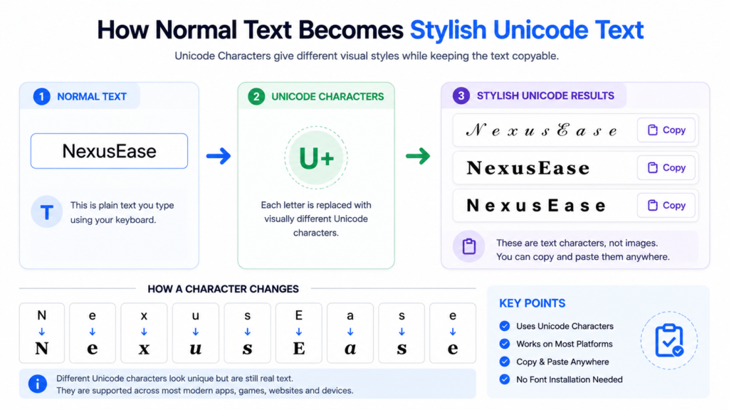 NexusEase stylish name examples for gaming, social media, minimal and royal profiles