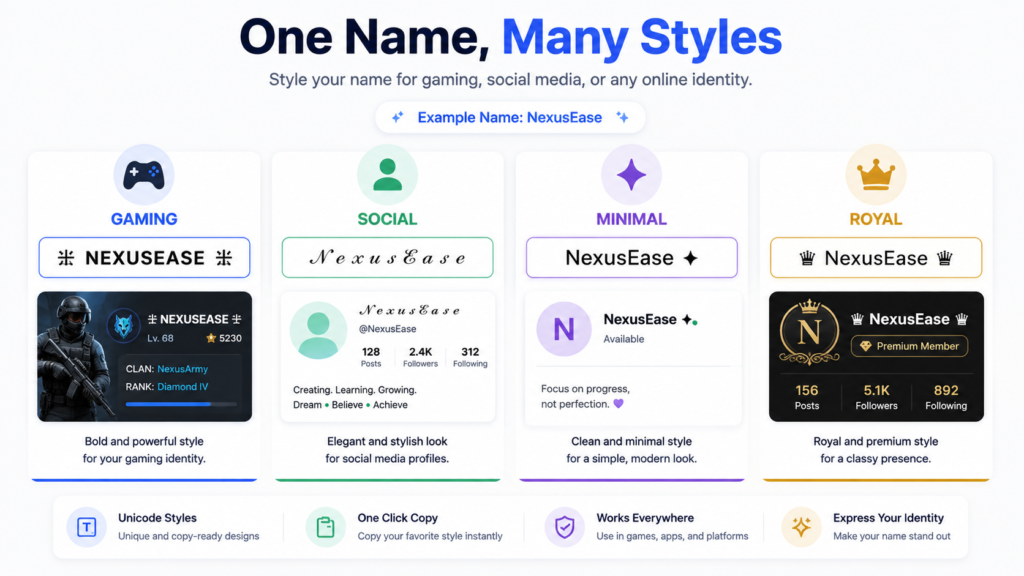 How normal NexusEase text converts into copyable stylish Unicode characters