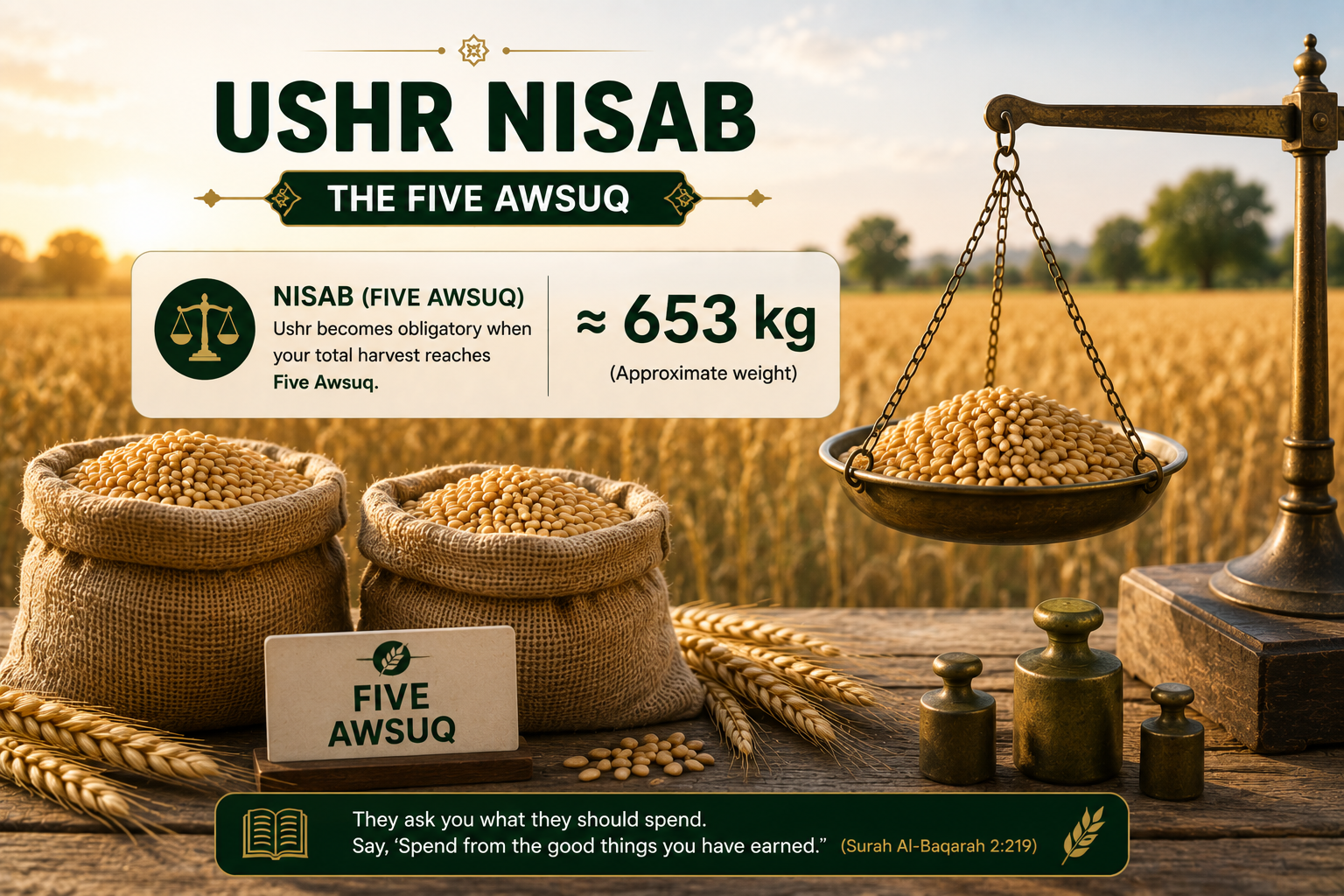 Ushr Nisab and five Awsuq agricultural threshold explained